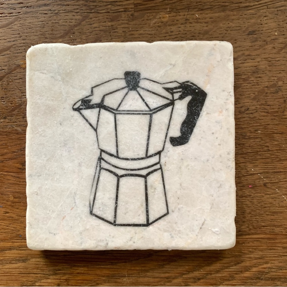 Marble Coaster with Espresso pot.-
Black and White